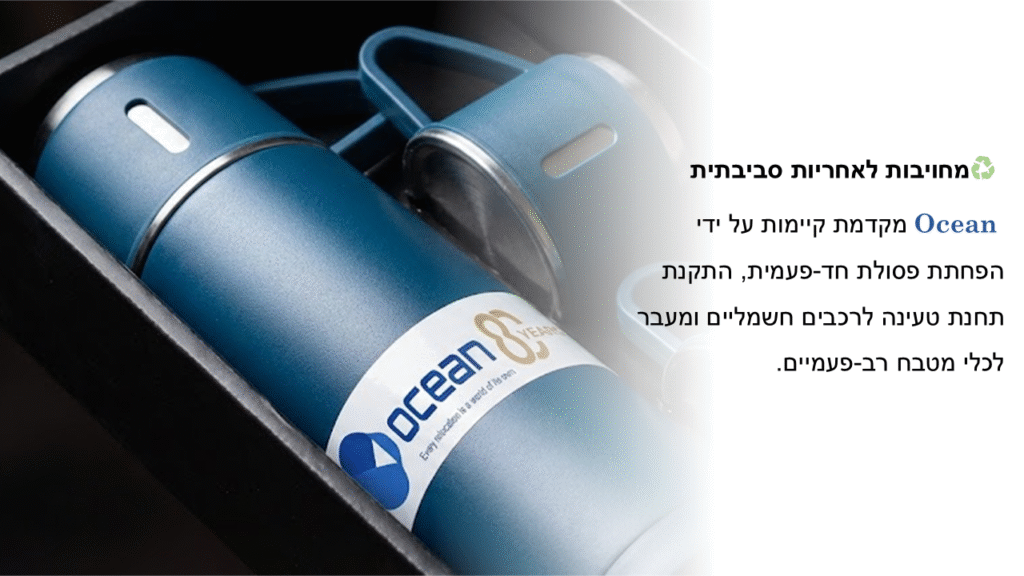בקבוקי שתייה רב-פעמיים ממותגי אושן שחולקו לעובדים